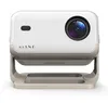 A white and gray portable projector on a stand, shown from the front. Voir les images du produit