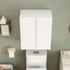 A white two-door cabinet is mounted above a white toilet in a bathroom. Produktbild-Vorschau