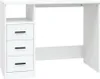 A white desk with three drawers on the left side and an open shelf above the drawers. Produktbild-Vorschau