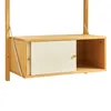 A close-up view of a wall shelf made of bamboo with a cream-colored sliding door. Podgląd zdjęcia produktu