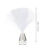 A white fiber optic lamp with a silver base, shown against a white background with dimensions indicated. Voir les images du produit