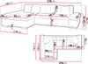 Diagrams showing the dimensions of a sectional sofa. Náhľad obrázku produktu