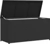 A black poly rattan storage box with the lid open, shown against a white background. Anteprima dell’immagine prodotto