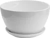A white ceramic planter with a saucer. Náhled obrázku produktu
