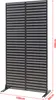 A black slat-style privacy screen with dimensions indicated. Voir les images du produit