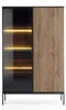 Moderne Geriffelte Hochvitrine LAGOS W2D1SZ Schwarz Eiche Produktbild-Vorschau 5