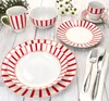 Split rosso strisce 12pcs servizio cena porcellana 6 pers Anteprima dell’immagine prodotto 7
