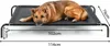 A dog lying on an elevated outdoor dog bed with dimensions indicated. Anteprima dell’immagine prodotto