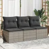 vidaXL Gartensofa mit Kissen 3-Sitzer Grau Poly Rattan Produktbild-Vorschau 1