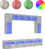 vidaXL 8-tlg. TV-Wohnwand mit LED-Leuchten Betongrau Produktbild-Vorschau 1