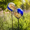 2er Set Glas Gartenkugeln Gartenstecker Blau Gelb Produktbild-Vorschau 1
