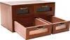 A wooden desktop organizer with multiple drawers, some of which are open, against a white background. Podgląd zdjęcia produktu