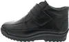A side view of a black leather boot with velcro straps. Anteprima dell’immagine prodotto