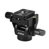 A black camera tripod head with a quick-release plate and leveling bubble, isolated on a white background. Produktbild-Vorschau