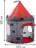 A children's play tent shaped like a castle, with dimensions indicated. Náhled obrázku produktu