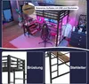 A loft bed with a desk and gaming chair, set in a room with neon lighting. Náhled obrázku produktu