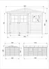 Technical drawings and dimensions of a wooden garden shed. Voir les images du produit