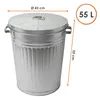 Zink Abfalleimer mit Deckel - 55 Liter - Metall Garten Produktbild-Vorschau 5