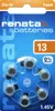 A blister pack of Renata 13 zinc-air hearing aid batteries. Produktbild-Vorschau