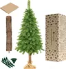 A collection of items for assembling an artificial Christmas tree, including the tree itself, a natural log base, a jute sack, and a stand. Anteprima dell’immagine prodotto