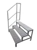 A freestanding metal staircase with three steps and a handrail, shown against a white background. Produktbild-Vorschau
