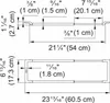 Technical drawing with dimensions for a product. Voir les images du produit