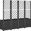 A black planter box with a trellis attached, shown against a white background. Produktbild-Vorschau