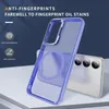 A clear phone case with a magnetic ring is shown in the foreground, with a phone visible in the background. Text highlights features like anti-fingerprints and anti-scratch. Produktbild-Vorschau