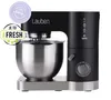 A black kitchen mixer with a silver bowl, displayed against a white background. Promotional badges are visible in the upper left corner. Náhled obrázku produktu