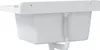 A white resin sink with plumbing attached, mounted on a white background. Produktbild-Vorschau