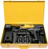 A yellow metal case containing a tool kit, including a press tool, battery, and charger. Podgląd zdjęcia produktu