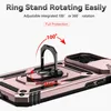 Close-up of a rose gold phone case with a rotating ring stand and a sliding camera cover. Produktbild-Vorschau