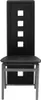 A front view of a black dining chair with a gray metal frame. Náhled obrázku produktu