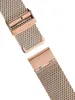 A close-up shot of a rose gold mesh watch strap with its clasp open. Náhled obrázku produktu