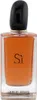 Giorgio Armani Sì Flakon mit schwarzem ovalem Deckel, schlichtem Design und intensiv bernsteinfarbenem Duft. Produktbild-Vorschau