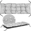 A tufted gray cushion with black trim, shown from two angles, with a close-up inset showing water droplets on the fabric. Náhľad obrázku produktu