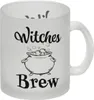 Glas Tasse für Halloween mit Kessel-Motiv und Spruch - Produktbild-Vorschau 1