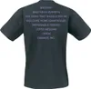 The back of a black t-shirt with song titles from Metallica's 'Master of Puppets' album printed in purple. Produktbild-Vorschau