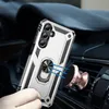 A hand holding a phone case with a ring holder, attached to a magnetic car mount on an air vent. Produktbild-Vorschau