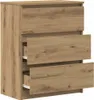 A wooden chest of drawers with three drawers, two of which are partially open. Náhled obrázku produktu