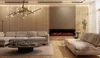 A modern living room with a sectional sofa, a coffee table, and an electric fireplace. Náhľad obrázku produktu