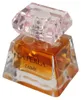 Rechteckiger Parfümflakon mit breiter Basis, goldenem Duft und rosa Diamantkappe, Aufdruck „La Perla J’aime“. Produktbild-Vorschau