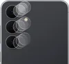 Close-up of a smartphone's rear camera lenses with multiple transparent protective films layered over them. Produktbild-Vorschau