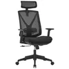 A black office chair with a mesh back and headrest is shown against a white background. Náhled obrázku produktu