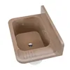 A brown sink with a drain and ribbed area for scrubbing, mounted on a white background. Produktbild-Vorschau