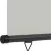 A close-up view of the bottom edge of a gray retractable balcony awning, showing the black roller bar and a triangular hanging loop. Produktbild-Vorschau