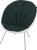 A dark gray cushion on a silver chair with three legs, isolated on a white background. Produktbild-Vorschau