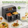 Heetluchtfriteuse 9L, dubbele kamer, airfryer 2000W met 2 Productafbeelding-voorbeeld 15