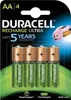 A retail package of Duracell Recharge Ultra AA batteries, featuring a pink bunny character. Produktbild-Vorschau