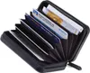 A black cardholder with multiple cards inserted. Produktbild-Vorschau